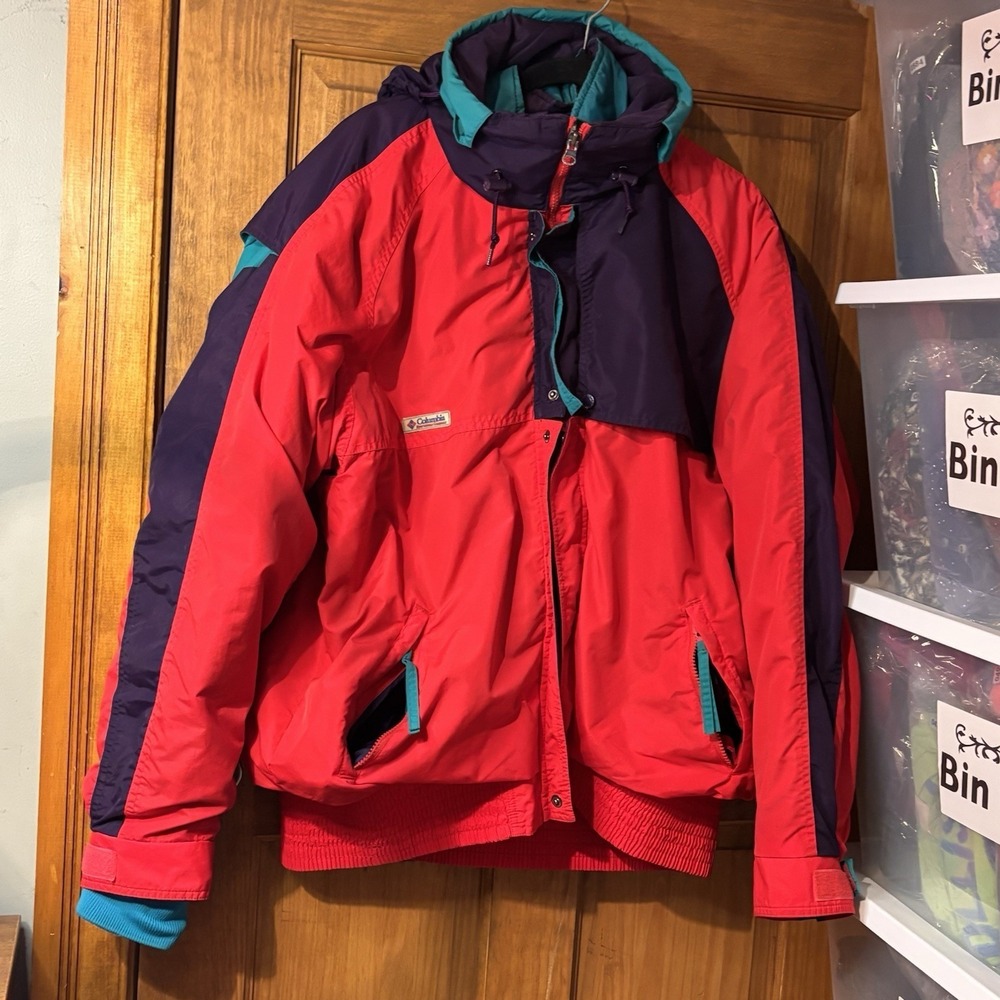 Vintage 90s Columbia Criterion 3-in-1 Ski Jacket Men's XL Colorblock Radial